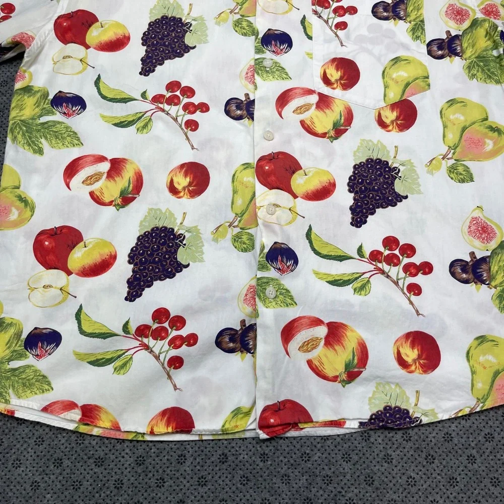 Vintage Banana Republic Fruit Print Shirt Mens MEDIUM Hawaiian Safari Travel Co
